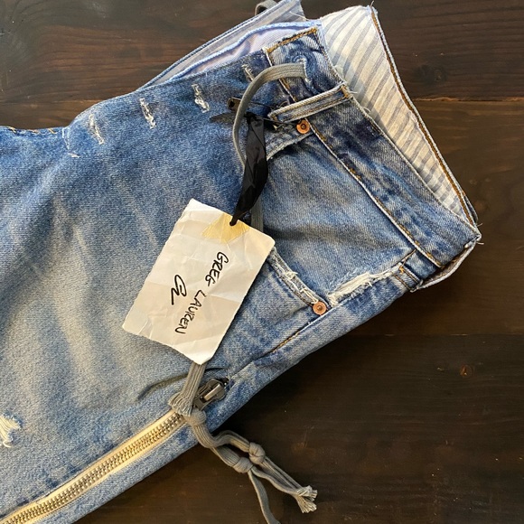 GREG LAUREN DENIM ZIP LOW SLUNG JEANS - Picture 1 of 6